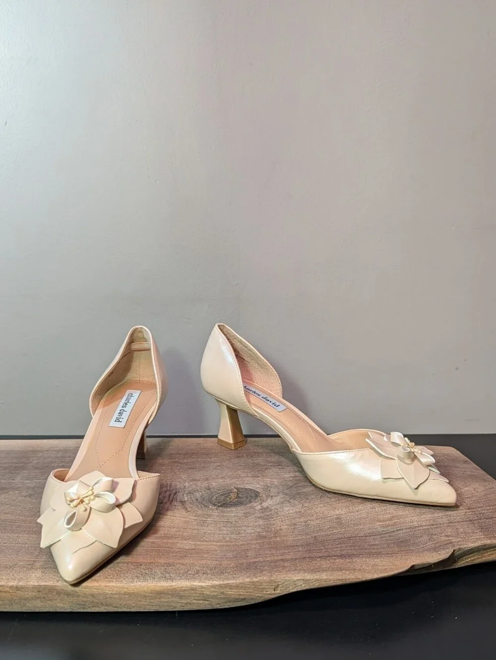Charles David Blush Pink Floral D’Orsay Pointed-Toe Heels Apron Pump Heel